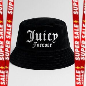 Juicy Couture "Juicy Forever" Black Velvet Bucket Hat  Y2K Excellent Condition